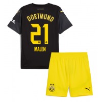 Echipament fotbal Borussia Dortmund Donyell Malen #21 Tricou Deplasare 2024-25 pentru copii maneca scurta (+ Pantaloni scurti)